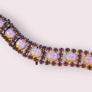 Superb Vintage Faux Opal And Amethyst Fashion Bracelet